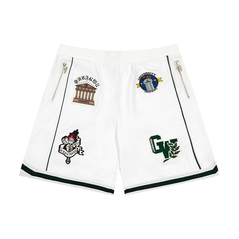 GRAF&WU Giraffe University Knowledge Power Embroidered Badge Shorts