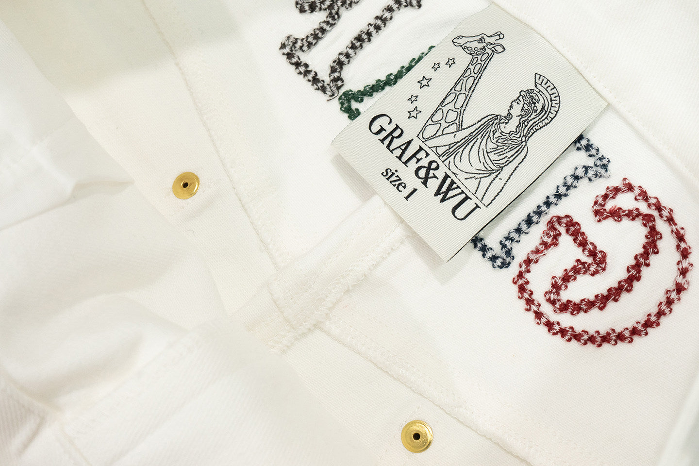 GRAF&WU Baseball Figure Handmade Embroidered Fashion Pants