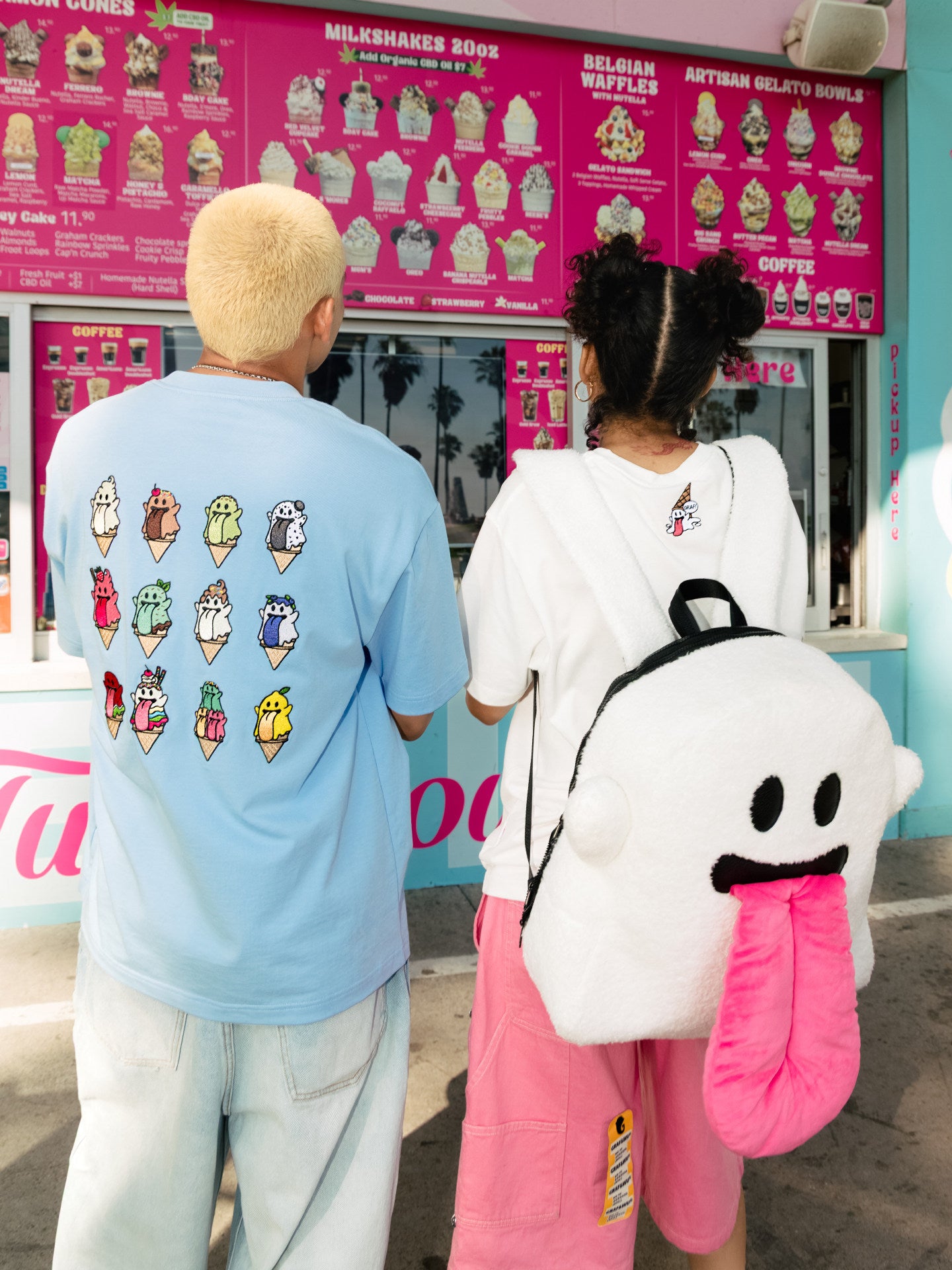 GRAFWU 12 Ice Cream Cute Ghost Character T-shirts