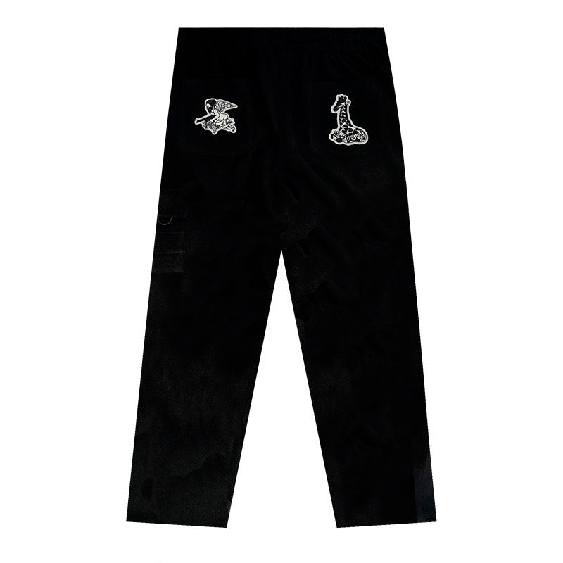 GRAF&WU Fashion Embroidery Design Fleece Cargo Pants