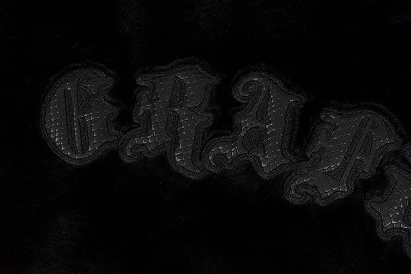 GRAF&WU Snakeskin Patch Embroidery Logo Faux Fur Jacket - Luxury Streetwear Coat