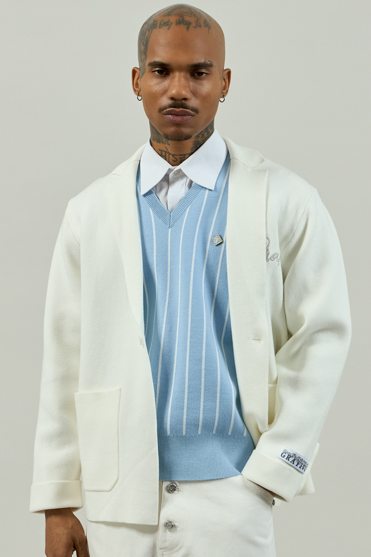 GRAF&WU Jacket Streetwear Brand Embroidered Knitted Suit Coat