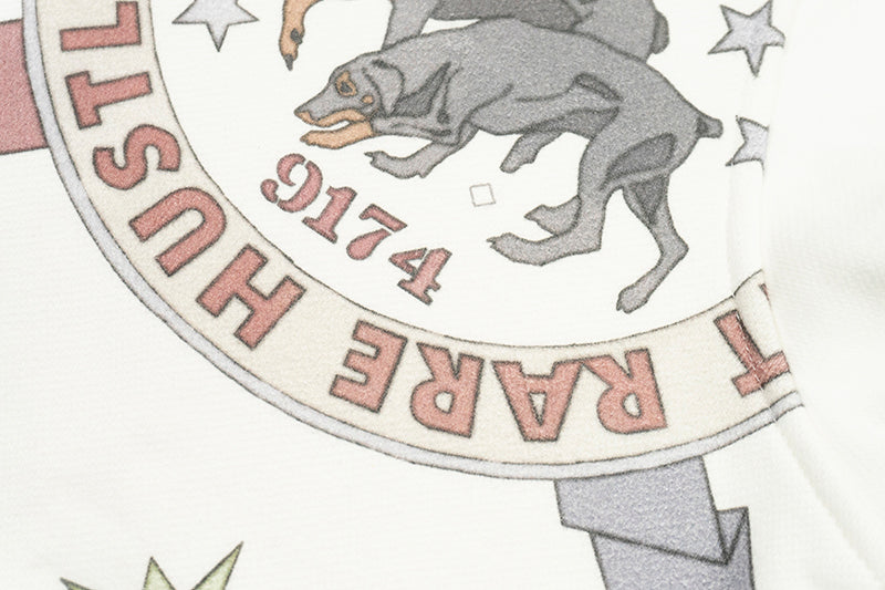 GRAF&WU Fallen Leaves Floral Letter Brass Button Fleece Hoodie