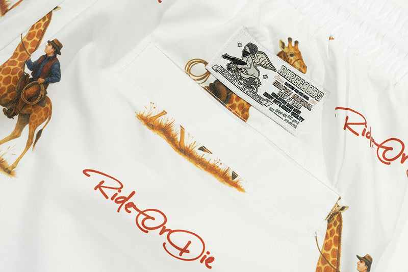 GRAF&WU Western Cowboy Giraffe Print Comfortable Shorts