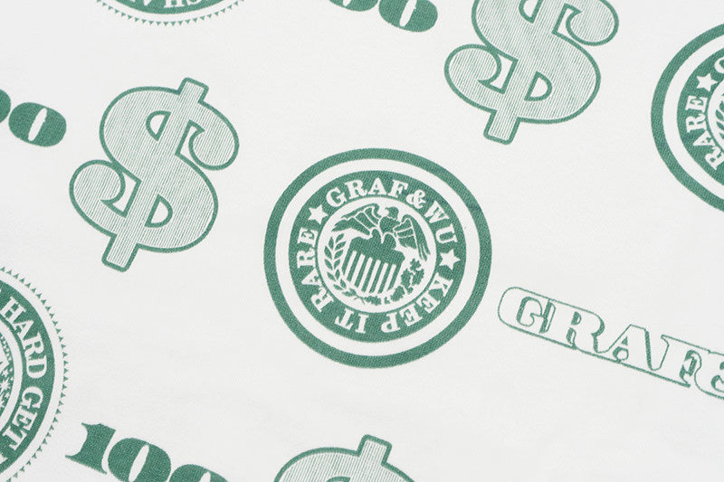 GRAF&WU Fashion Dollar Logo Print Streetwear Cotton T-shirt