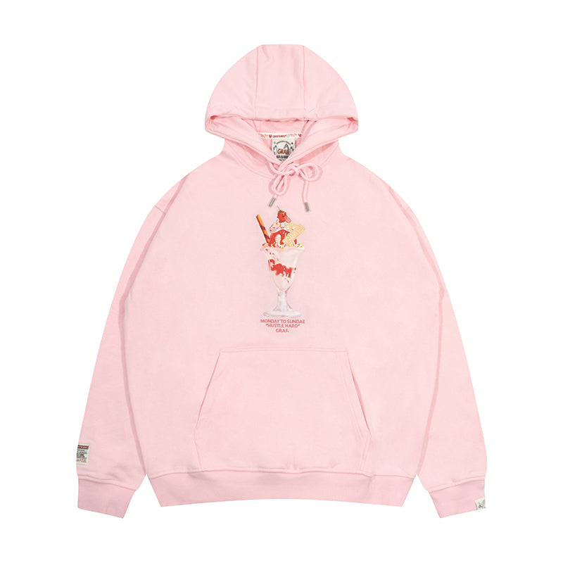 GRAF&WU Strawberry Cherry Sundae Cute Ghost Giraffe Street Hoodie