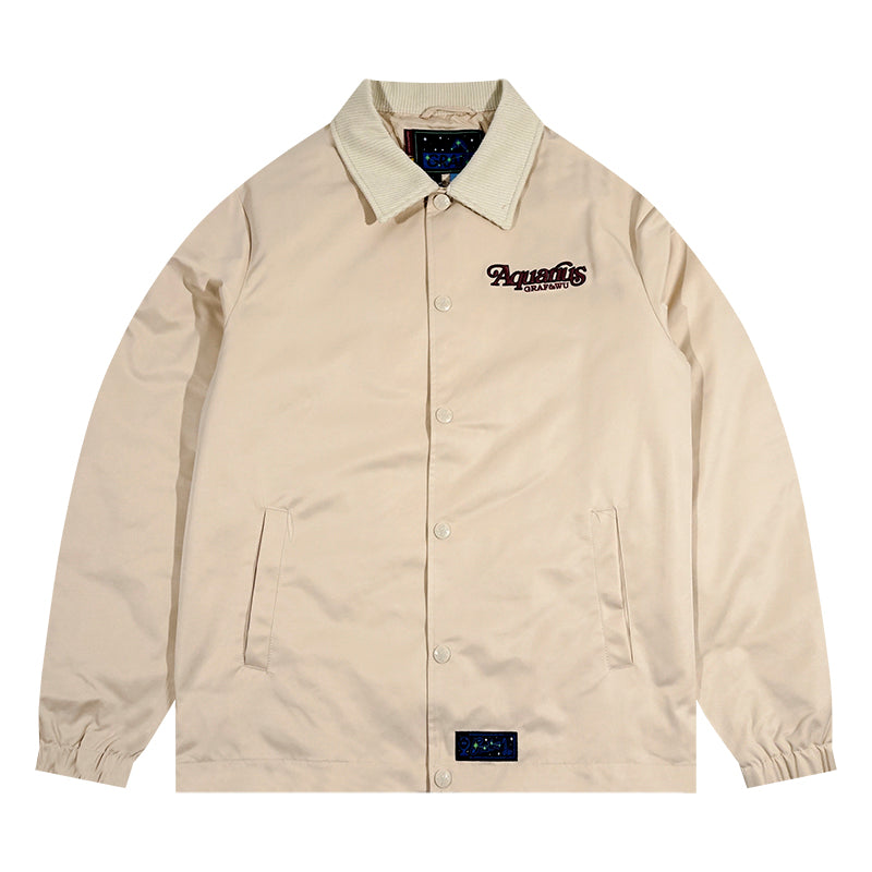 GRAF&WU 12 Signs Hip-hop Lyrics Embroidery Print Windproof Coach Jacket