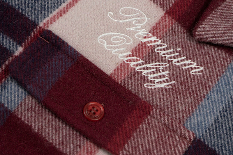 GRAF&WU Metal Deer Logo Woolen Checked Shirt Jacket