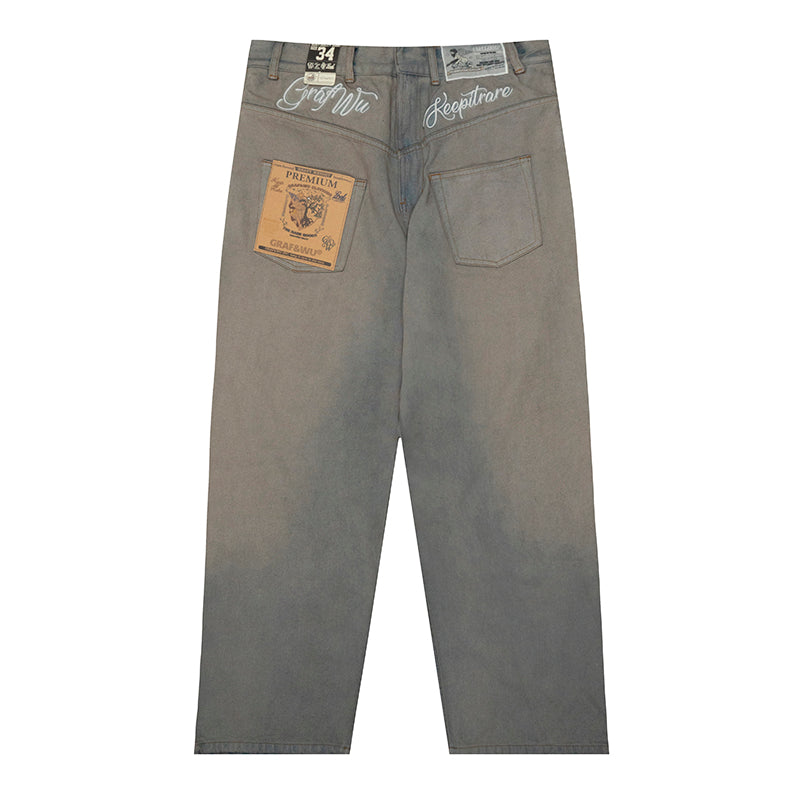 GRAF&WU Baggy Fit Washed Jeans