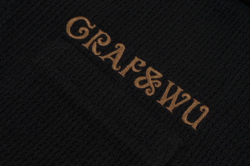 GRAF&WU Victory Angel Embroidered Patch Vacation Style Knitted T-Shirt