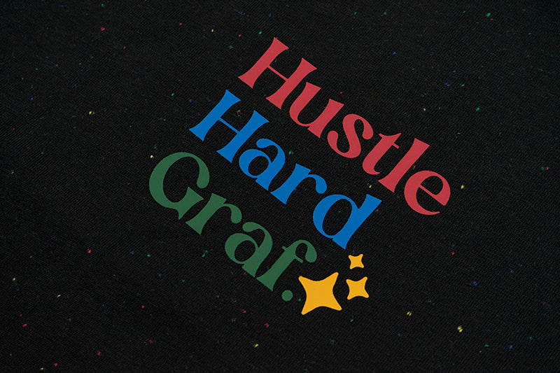 GRAF&WU【Colorful Dots】T-shirts Hustle Hard Graf Short-sleeved Street Fighting Printed Short sleeves Men women casual T-shirt