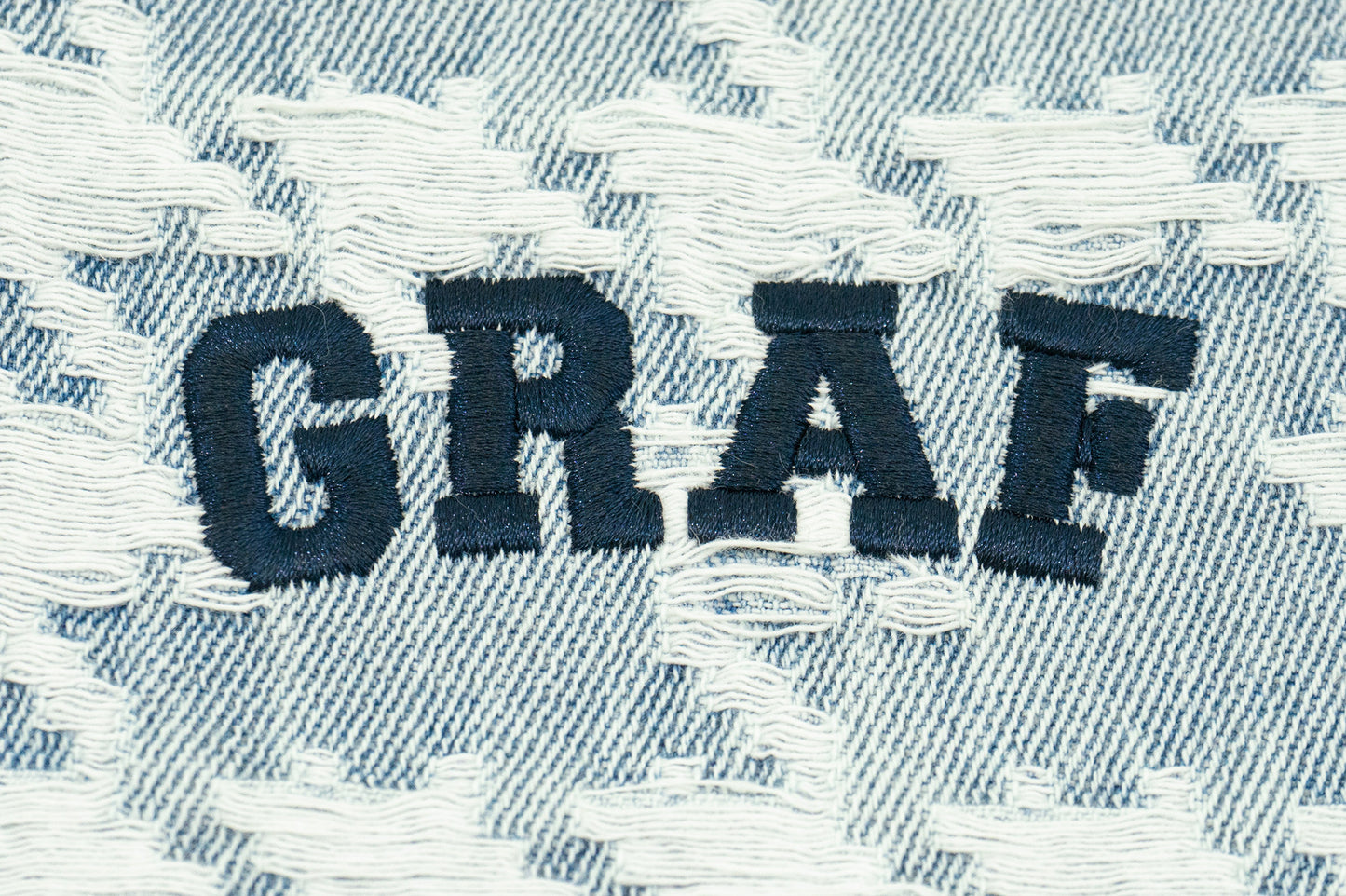 GRAF&WU Washed Houndstooth Star Pattern Denim Pocket Cotton T-shirt