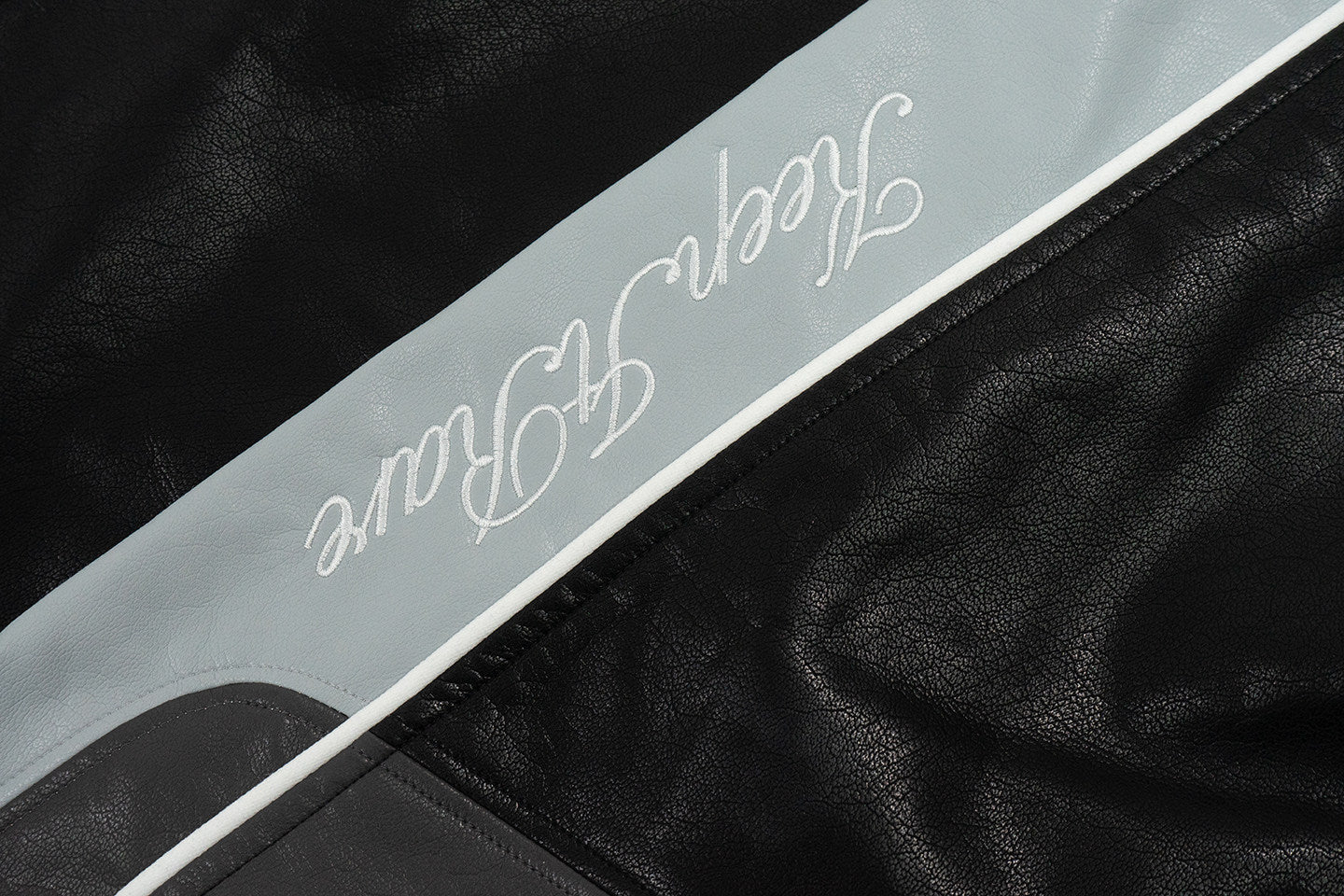 GRAF&WU Retro Patchwork Style Black Warrior Sports Leather Pants