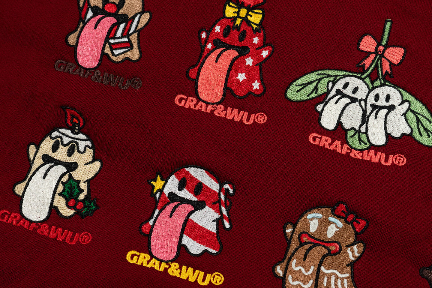 GRAF&WU 12 Christmas Cute Ghost Retro Loose Fleece Hoodies Fur Hat