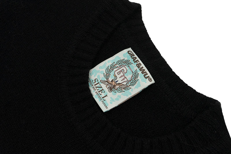 GRAF&WU 100% Goat Wool Cherry Embroidery Warm Knitted Sweater