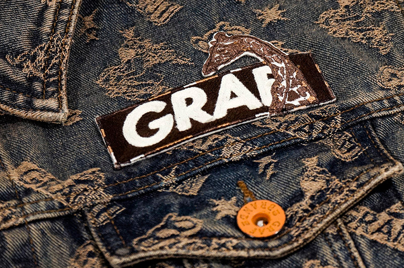 GRAF&WU Retro Jacquard Embroidered Sleeveless Denim Vest