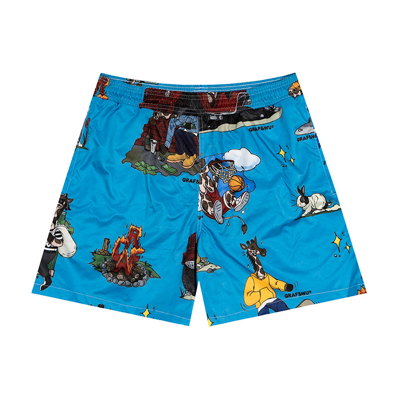 GRAF&WU Street Activity Style Giraffe Pattern Vacation Beach Shorts