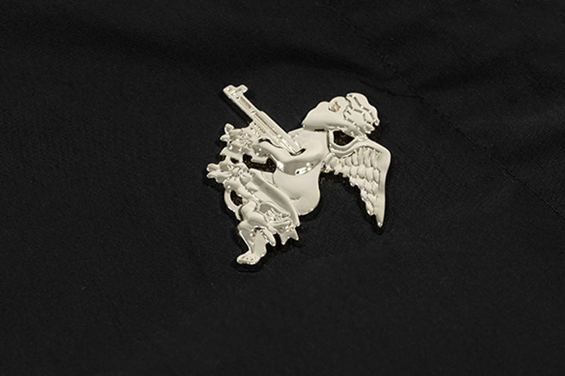 GRAF&WU Metal AK47 Angel Deer Logo PU Leather Collar Down Jacket