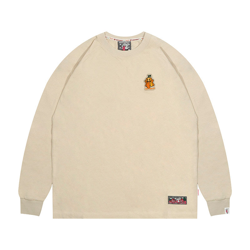 GRAF&WU Vegetable Cute Ghost Character Embroidered Long Sleeve Shirt