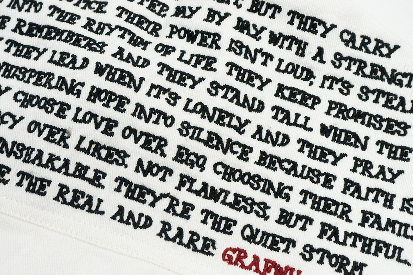 GRAF&WU Embroidered Poem Chenille Denim Jacket