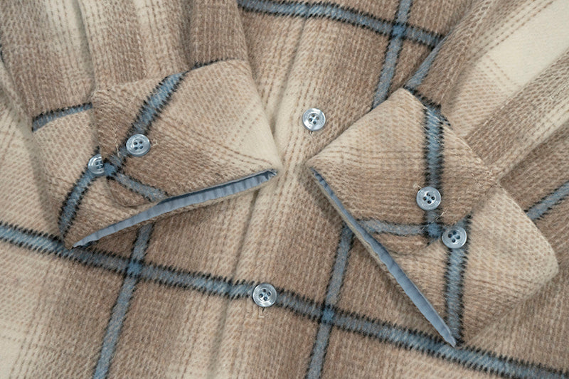 GRAF&WU Plaid 3 LOVE Heart Eembroidery Streetwear Brushed Shirt