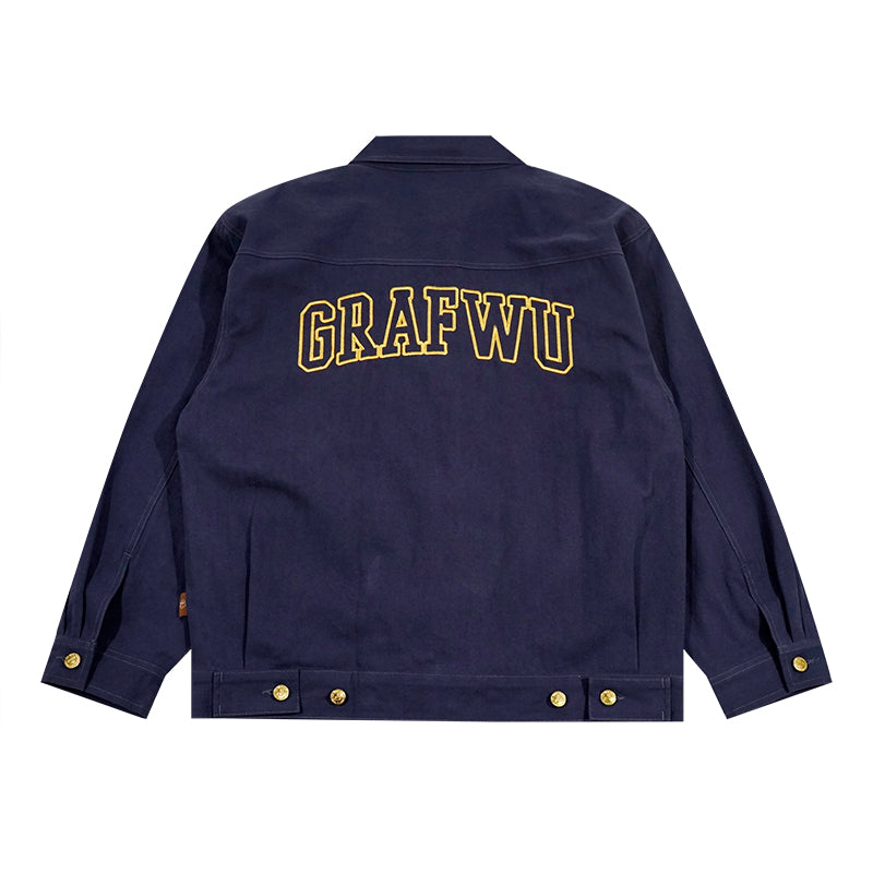 GRAF&WU Brand Letter Gold Thread Eembroidery Workwear Jacket Coat