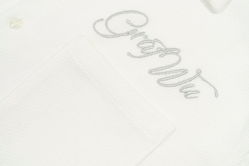 GRAF&WU Towel Striped Embroidered Cursive Keep It Rare Vacation Style T-shirt