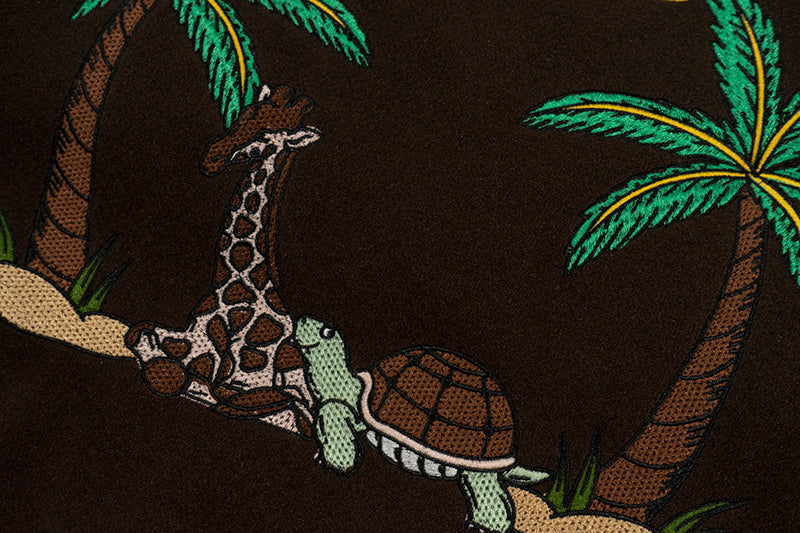 GRAF&WU Turtle Deer Race Leather Sleeved Retro Baseball Jacket - Premium Streetwear