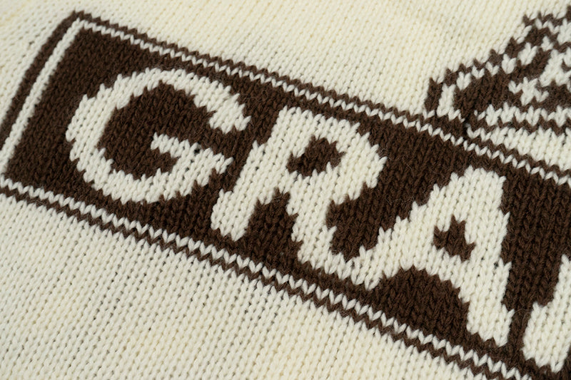 GRAF&WU Giraffe Logo Sweater Knit Zip-Up Coat - Premium Streetwear