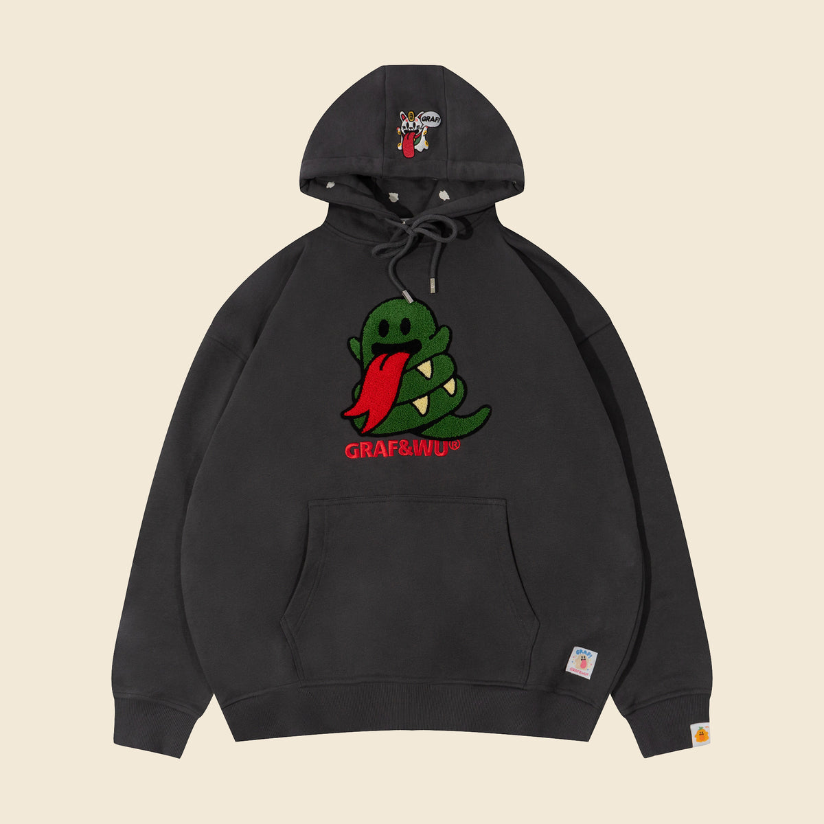 GRAF&WU Chinese Zodiac Character Loose-Fit Hoodie
