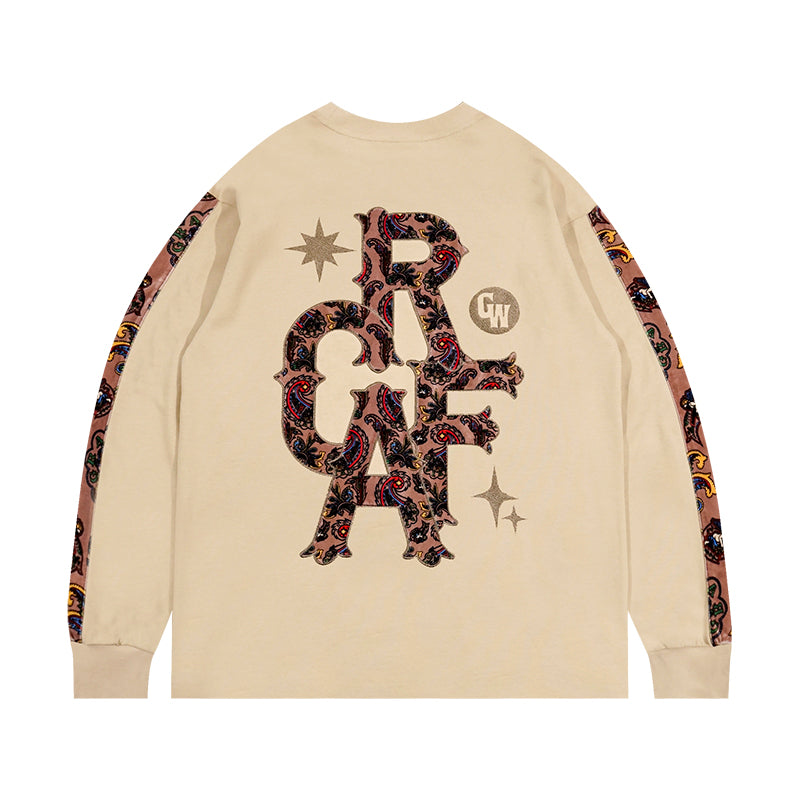 GRAF&WU Paisley Velvet Patchwork Pattern Long-Sleeve Shirt