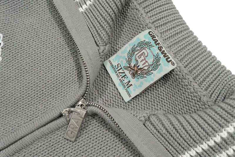 GRAF&WU Coat Knitted Warm Baseball Sweater