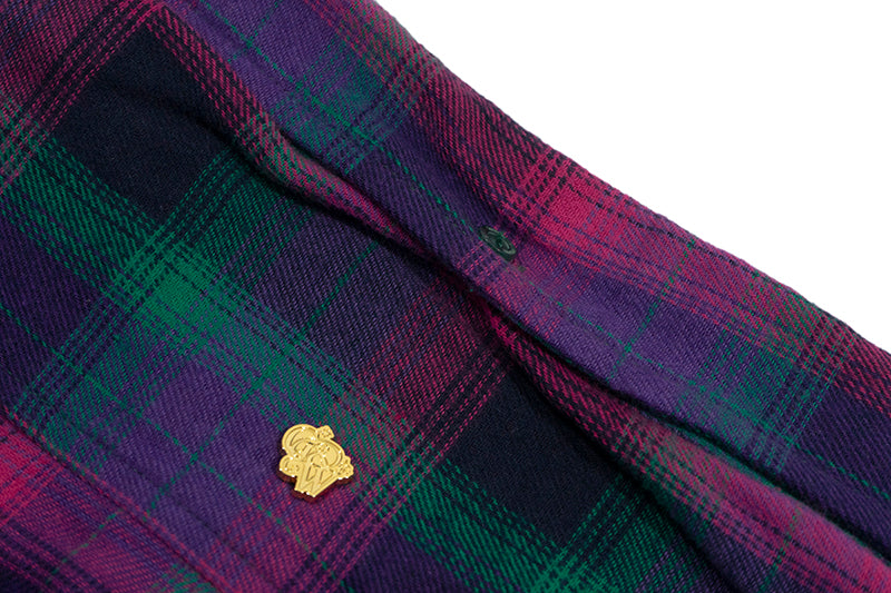 GRAF&WU Plaid Angel Football Embroidery Street Loose Brushed Shirt