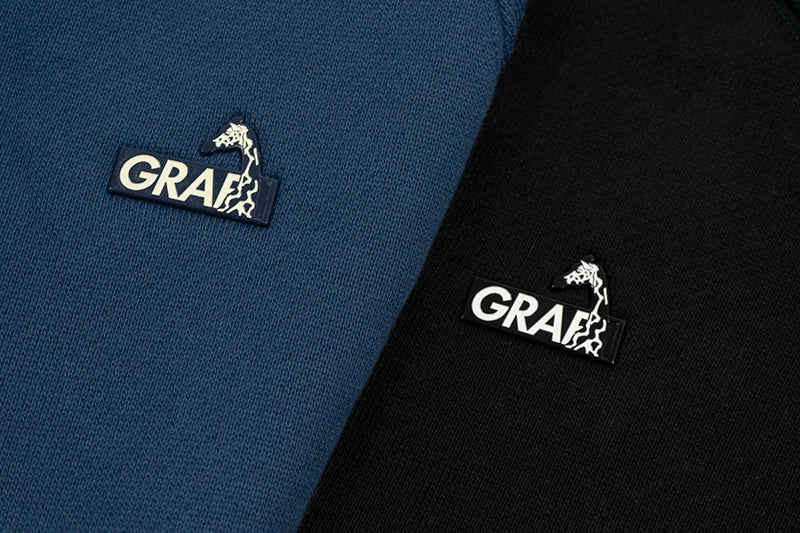 GRAF&WU Zip-up Hoodie Metal Deer Emblem Thick Fleece Cardigan