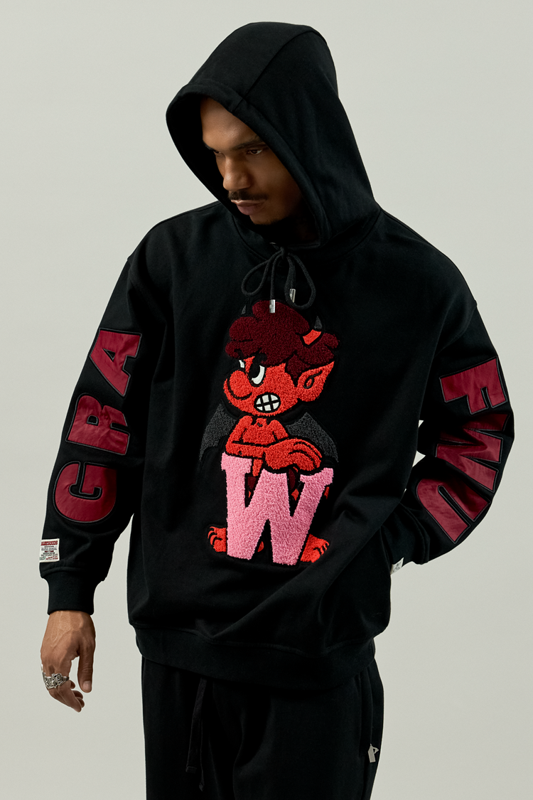 GRAF&WU Angel G Devil W Towel Embroidery Hoodie