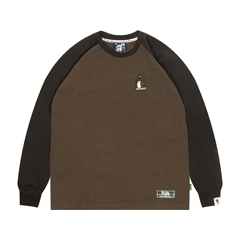 GRAF&WU Mushroom BooGhost 2.0 Embroidered Raglan Long Sleeve Tee