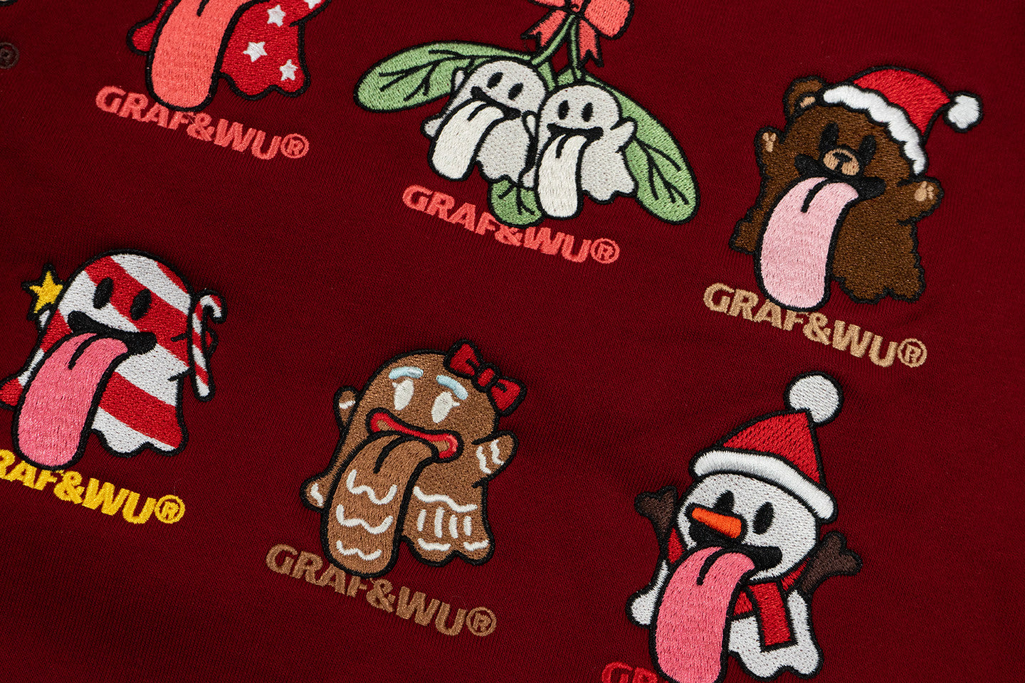 GRAF&WU 12 Christmas Cute Ghost Retro Loose Fleece Hoodies Fur Hat