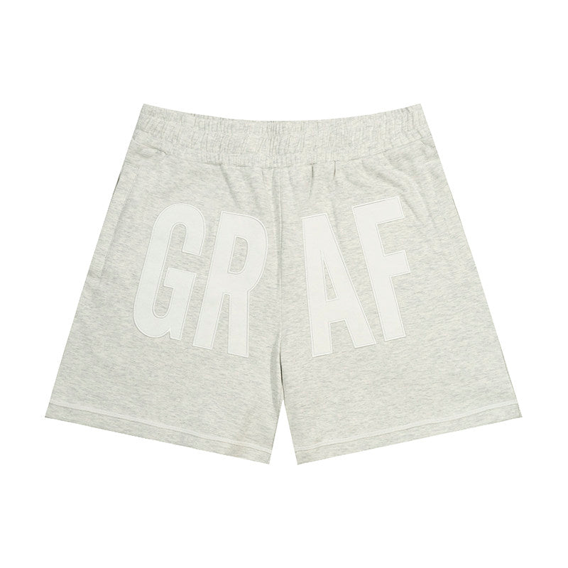 GRAF&WU Letter Embroidered Streetwear Loose Sports Shorts