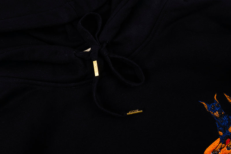 GRAF&WU Classic Doberman Embroidered Black Fleece Hoodie