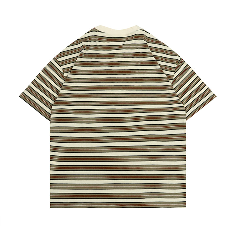 GRAFWU Simple Letter Embroidery Stripes T-Shirts