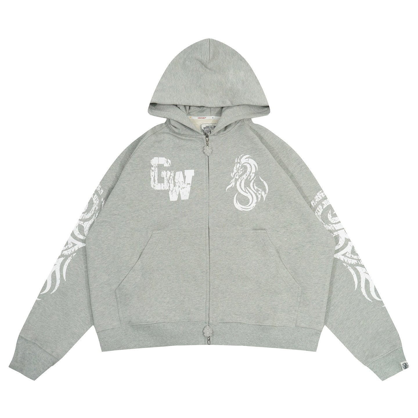 GRAF&WU Dragon Horse Print Retro Letter Graphic Hoodie
