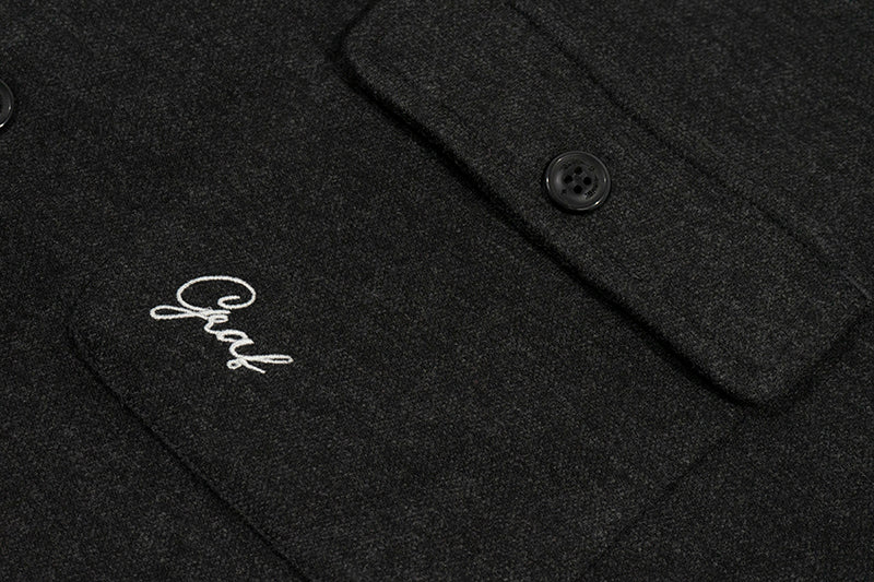 GRAF&WU Cashmere Solid Embroidered Small Logo Street Gentleman's Shirt