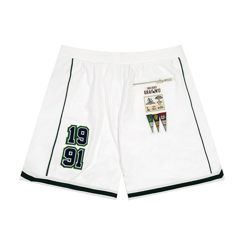 GRAF&WU Giraffe University Knowledge Power Embroidered Badge Shorts