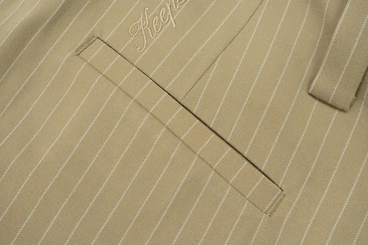 GRAF&WU Khaki Pinstripe Relaxed Fit Casual Trousers Unisex