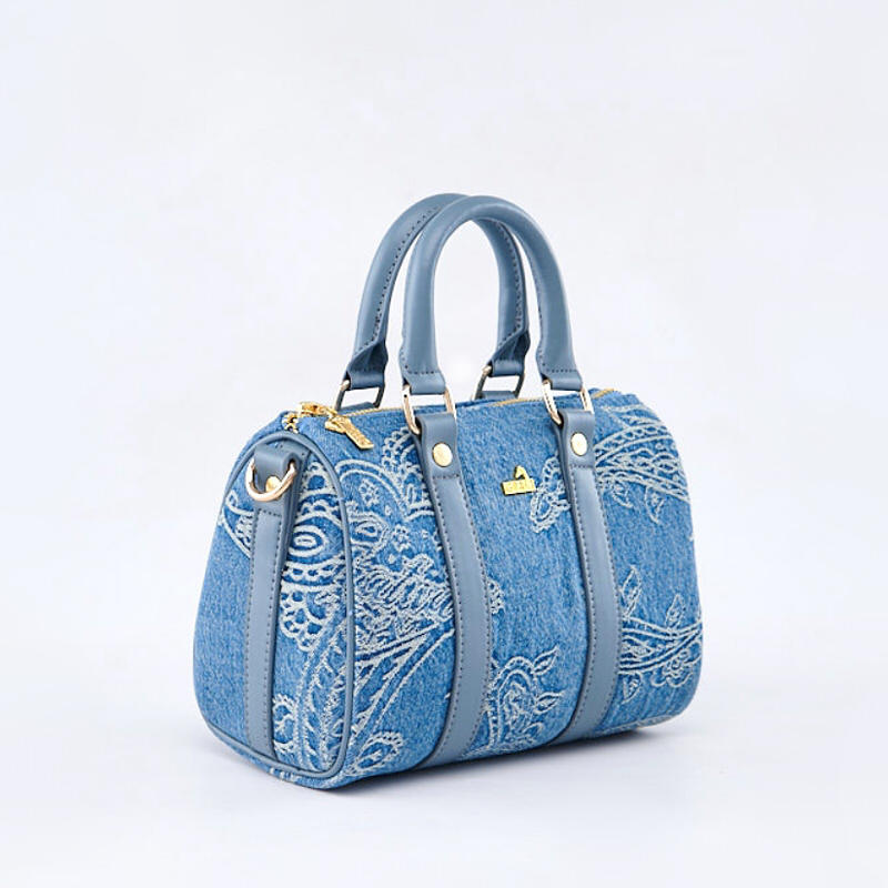 GRAF&WU Project Paisley Denim Crossbody Bag Angel Pattern Small Tote Bag