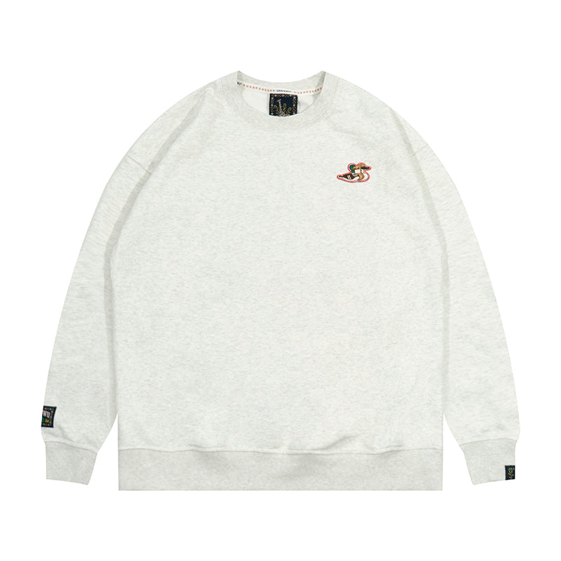 GRAF&WU Ducks Eembroidery Couple Fleece  Crewneck Sweatshirt