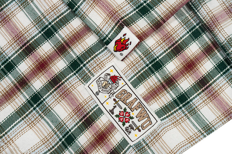 GRAF&WU Classic Embroidered Giraffe Check Casual Short-Sleeve Shirt