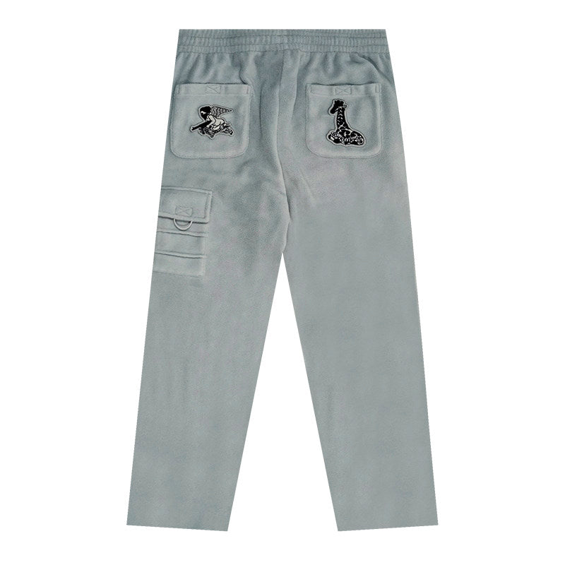 GRAF&WU Fashion Embroidery Design Fleece Cargo Pants