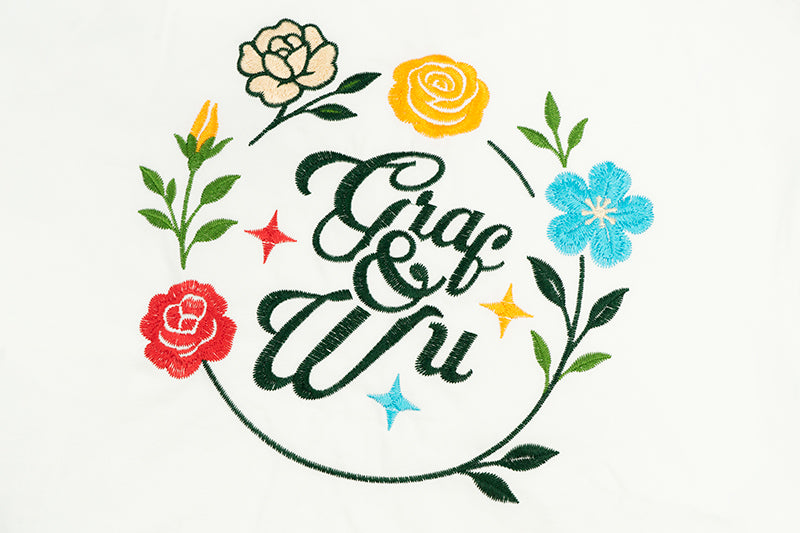 GRAFWU Handmade Embroidered Floral T-Shirt