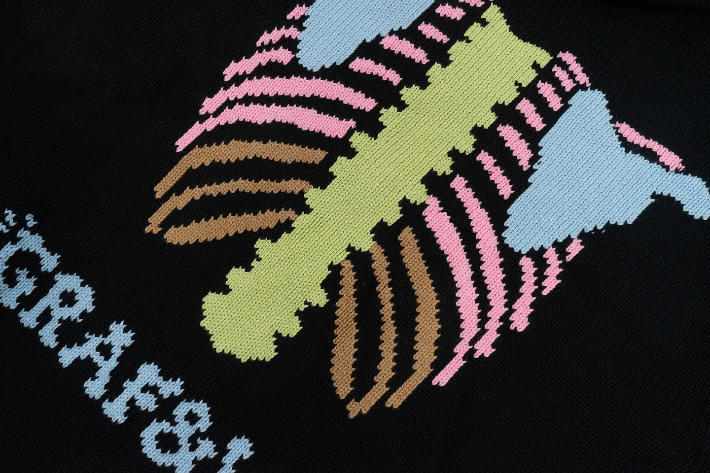 GRAF&WU Colorful Ribcage Knit Zip Up Hoodie Skeleton Streetwear